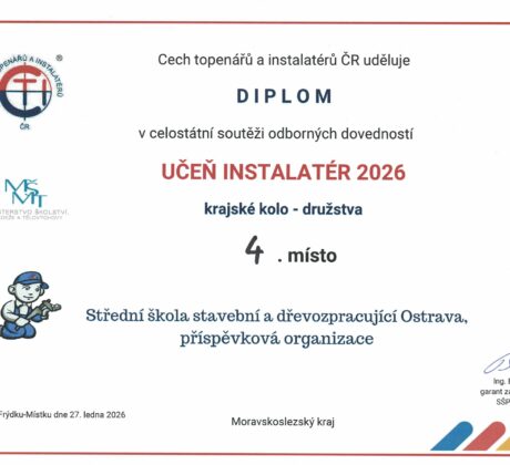 Účast našich žáků v soutěži Učeň instalatér 2026